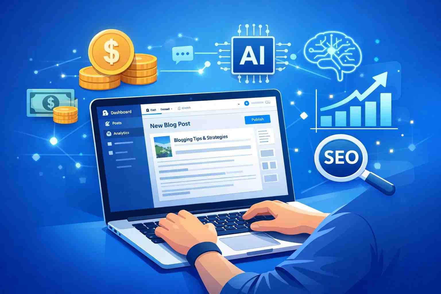 person running blog as online business