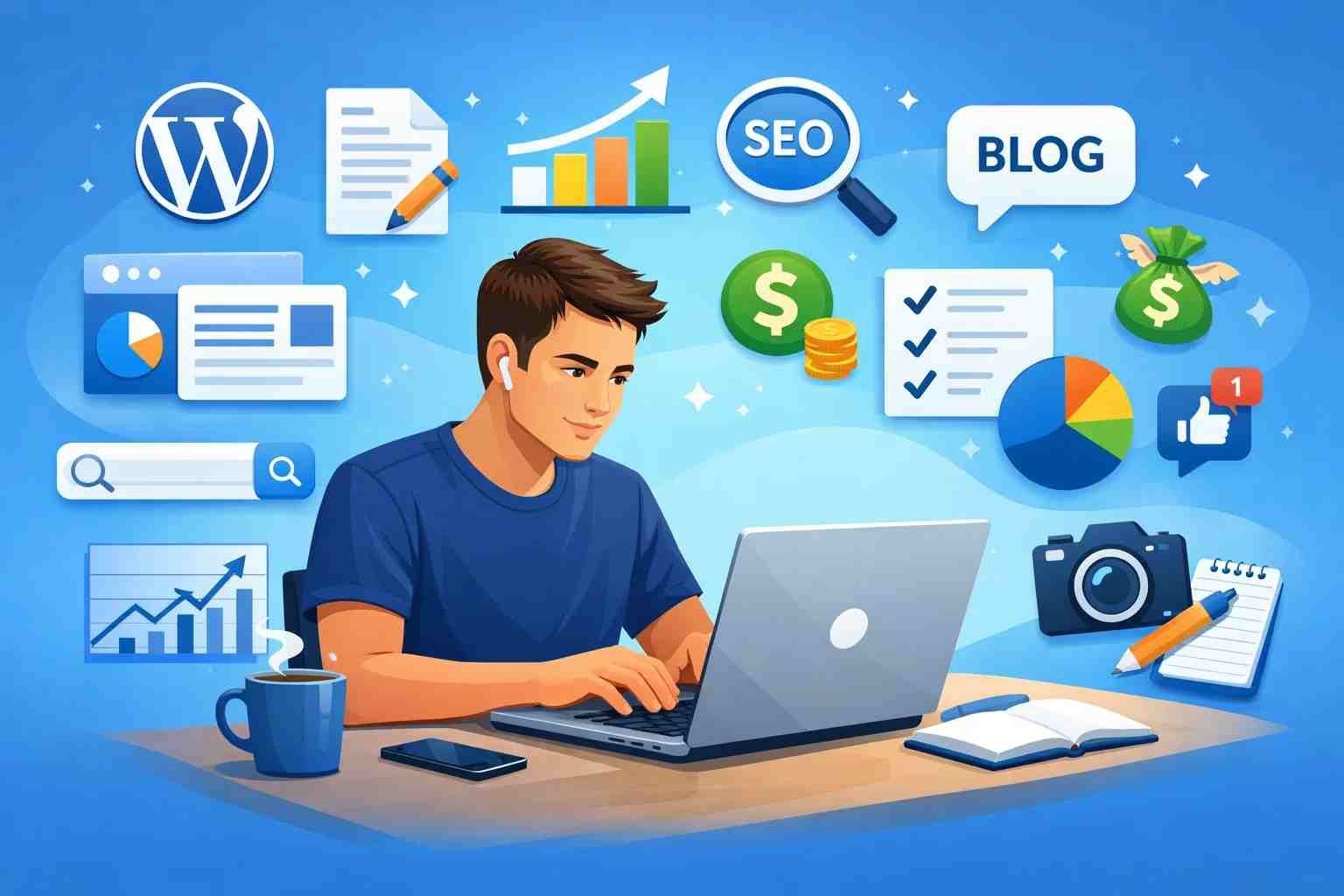 Freelancer working on blogging jobs in UK